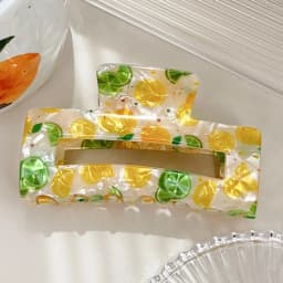 1pc acrylic fresh fruit square hollow hair clip, suitable for thick hair half-up hairstyles shark clips hair accessories