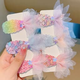 1/2Pcs Children's Sequins Mermaid Hair Clips Girls Glitter Sweet Mesh Hairpin Barrette Cute Princess Headwear Hair Accessories