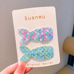 1/2Pcs Children's Sequins Mermaid Hair Clips Girls Glitter Sweet Mesh Hairpin Barrette Cute Princess Headwear Hair Accessories