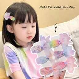 1/2Pcs Children's Sequins Mermaid Hair Clips Girls Glitter Sweet Mesh Hairpin Barrette Cute Princess Headwear Hair Accessories