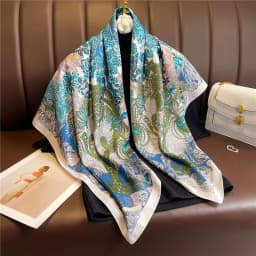 Luxury 90cm Twill Square Scarf For Women Spring Print Hair Band Hijab Foulard Sunsceen Neckerchief Shawl Wraps Echarpe