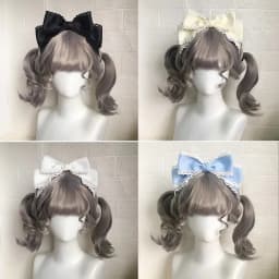 Women's Cute Hair Clips Blue Lolita Accessories Lolita Big Bow Headwear Black Hair Accessory Lolita Hair Clip Girls Cute Items
