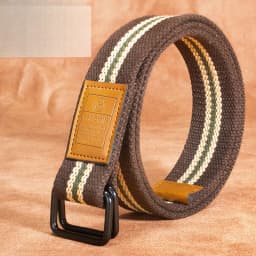 Unisex Canvas Belt for Men and Women, Casual Business Jeans Double-Ring Buckle Belt, Outdoor Woven Waistband