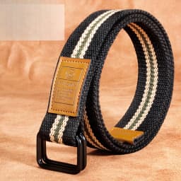 Unisex Canvas Belt for Men and Women, Casual Business Jeans Double-Ring Buckle Belt, Outdoor Woven Waistband