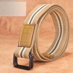 Unisex Canvas Belt for Men and Women, Casual Business Jeans Double-Ring Buckle Belt, Outdoor Woven Waistband