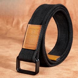Unisex Canvas Belt for Men and Women, Casual Business Jeans Double-Ring Buckle Belt, Outdoor Woven Waistband