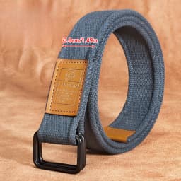 Unisex Canvas Belt for Men and Women, Casual Business Jeans Double-Ring Buckle Belt, Outdoor Woven Waistband