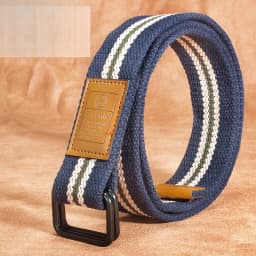 Unisex Canvas Belt for Men and Women, Casual Business Jeans Double-Ring Buckle Belt, Outdoor Woven Waistband