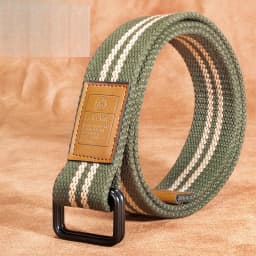 Unisex Canvas Belt for Men and Women, Casual Business Jeans Double-Ring Buckle Belt, Outdoor Woven Waistband