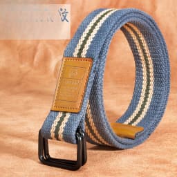 Unisex Canvas Belt for Men and Women, Casual Business Jeans Double-Ring Buckle Belt, Outdoor Woven Waistband