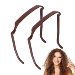 2Pcs Brown No-Slip Hair Band for Curly Hair, Invisible Plastic Headband, Non-Slip Hair Holder for Women, Perfect for Thick & Wavy Hair