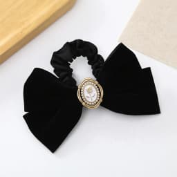 French Beautiful Barrette for Woman Black Elegant Velvet Ribbon Bowknot Party Hairpins Hair Accessories