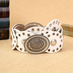 1 Unisex Waist Belt, Floral Oval Cake, Solid Color, Western Cowboy Style, Fashionable and Versatile, Suitable for Daily Outings