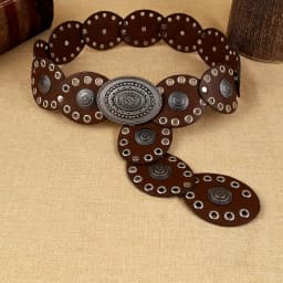 1 Unisex Waist Belt, Floral Oval Cake, Solid Color, Western Cowboy Style, Fashionable and Versatile, Suitable for Daily Outings