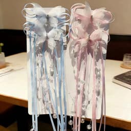 2Pcs Elegant Tulle Butterfly Hair Clips With Tassel Beads For Women Girls Fairy Hair Accessories For Wedding Party Daily Wear