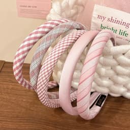 Sweet Pink Plaid Hairband Women's Fashionable Stylish High Top Knot Hair Clip Elegant Sensation Floral Print Hair Accessories