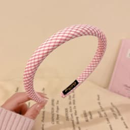 Sweet Pink Plaid Hairband Women's Fashionable Stylish High Top Knot Hair Clip Elegant Sensation Floral Print Hair Accessories