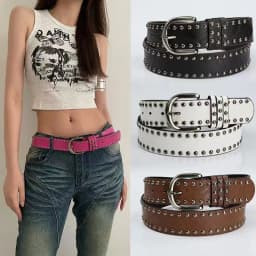 Women's Punk Belt, PU Leather: Vintage Studded Wide Belt Perfect for Jeans, Edgy Belt for Fashion-Forward Women