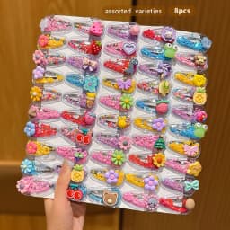 4/8 Pieces of Adorable Children’s Glitter Side Clips. Suitable for Braided Hairstyles and Design-Inspired Hairpin Sets.