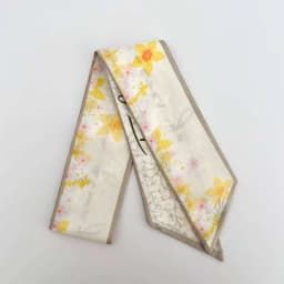 Elegant ladies’ long ribbon scarf with a rose pattern; versatile as a hairband, bag strap or neck scarf; a stylish accessory