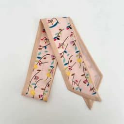 Elegant ladies’ long ribbon scarf with a rose pattern; versatile as a hairband, bag strap or neck scarf; a stylish accessory