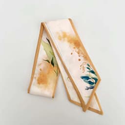 Elegant ladies’ long ribbon scarf with a rose pattern; versatile as a hairband, bag strap or neck scarf; a stylish accessory