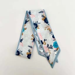 Elegant ladies’ long ribbon scarf with a rose pattern; versatile as a hairband, bag strap or neck scarf; a stylish accessory