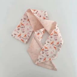 Elegant ladies’ long ribbon scarf with a rose pattern; versatile as a hairband, bag strap or neck scarf; a stylish accessory
