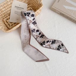 Elegant ladies’ long ribbon scarf with a rose pattern; versatile as a hairband, bag strap or neck scarf; a stylish accessory
