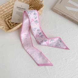 Elegant ladies’ long ribbon scarf with a rose pattern; versatile as a hairband, bag strap or neck scarf; a stylish accessory
