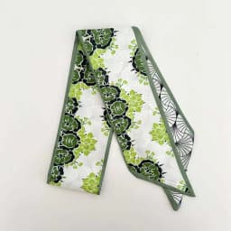 Elegant ladies’ long ribbon scarf with a rose pattern; versatile as a hairband, bag strap or neck scarf; a stylish accessory