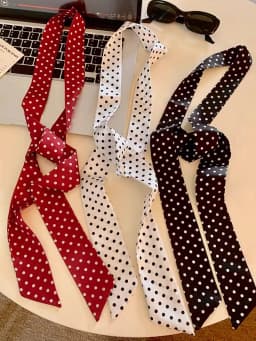 New Fashion Women's Polka Dot Simple Narrow Long Scarf Satin Ribbon Headbands Bag Tie Korean Style Versatile Fashion Accessories