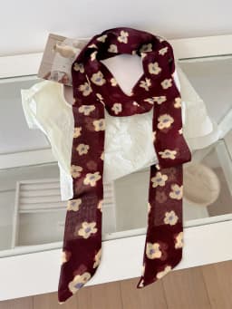 Korean Style Long Floral Plaid Scarf Women's Neck Tied Drifting Band High-End Multi-Functional Scarf Accessory Spring Autumn