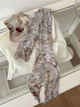 Korean Style Long Floral Plaid Scarf Women's Neck Tied Drifting Band High-End Multi-Functional Scarf Accessory Spring Autumn
