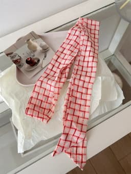 Korean Style Long Floral Plaid Scarf Women's Neck Tied Drifting Band High-End Multi-Functional Scarf Accessory Spring Autumn