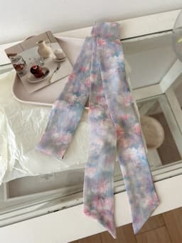 Korean Style Long Floral Plaid Scarf Women's Neck Tied Drifting Band High-End Multi-Functional Scarf Accessory Spring Autumn