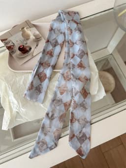 Korean Style Long Floral Plaid Scarf Women's Neck Tied Drifting Band High-End Multi-Functional Scarf Accessory Spring Autumn