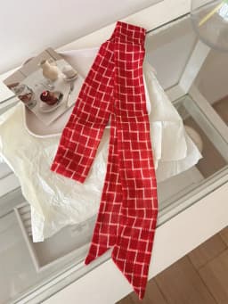 Korean Style Long Floral Plaid Scarf Women's Neck Tied Drifting Band High-End Multi-Functional Scarf Accessory Spring Autumn