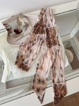Korean Style Long Floral Plaid Scarf Women's Neck Tied Drifting Band High-End Multi-Functional Scarf Accessory Spring Autumn