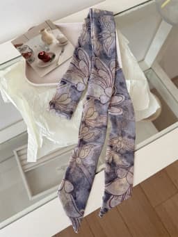 Korean Style Long Floral Plaid Scarf Women's Neck Tied Drifting Band High-End Multi-Functional Scarf Accessory Spring Autumn