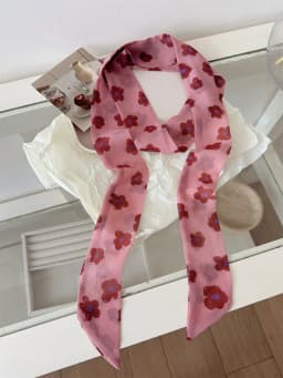 Korean Style Long Floral Plaid Scarf Women's Neck Tied Drifting Band High-End Multi-Functional Scarf Accessory Spring Autumn