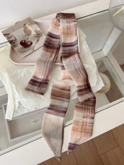 Korean Style Long Floral Plaid Scarf Women's Neck Tied Drifting Band High-End Multi-Functional Scarf Accessory Spring Autumn