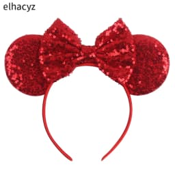 Mouse Ear Hairbands For Girls 5" Hair Bows Big Flip Sequins Ears DIY Kids Hair Accessories Headband Boutique Mujer