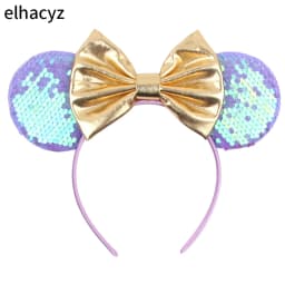 Mouse Ear Hairbands For Girls 5" Hair Bows Big Flip Sequins Ears DIY Kids Hair Accessories Headband Boutique Mujer