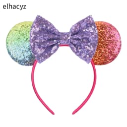 Mouse Ear Hairbands For Girls 5" Hair Bows Big Flip Sequins Ears DIY Kids Hair Accessories Headband Boutique Mujer