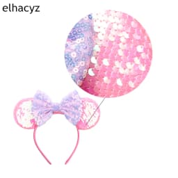 Mouse Ear Hairbands For Girls 5" Hair Bows Big Flip Sequins Ears DIY Kids Hair Accessories Headband Boutique Mujer
