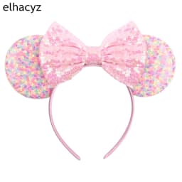 Mouse Ear Hairbands For Girls 5" Hair Bows Big Flip Sequins Ears DIY Kids Hair Accessories Headband Boutique Mujer
