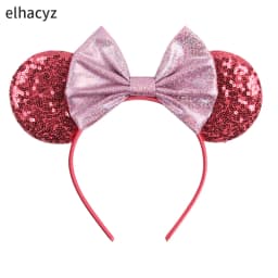 Mouse Ear Hairbands For Girls 5" Hair Bows Big Flip Sequins Ears DIY Kids Hair Accessories Headband Boutique Mujer