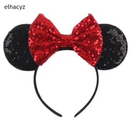 Mouse Ear Hairbands For Girls 5" Hair Bows Big Flip Sequins Ears DIY Kids Hair Accessories Headband Boutique Mujer