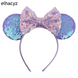 Mouse Ear Hairbands For Girls 5" Hair Bows Big Flip Sequins Ears DIY Kids Hair Accessories Headband Boutique Mujer